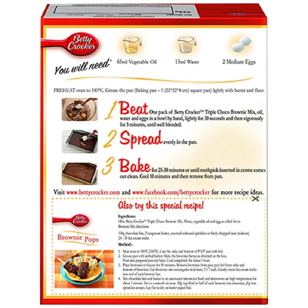 Betty Crocker Triple Choco Brownie Mix, 425 g-2.webp
